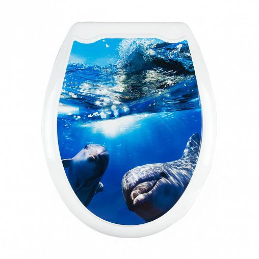 Сиденье для унитаза Мультипласт Групп, 45 x 37 x 5 см, дельфины фото