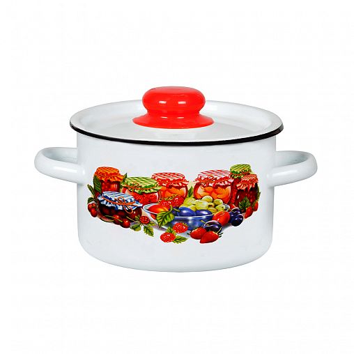 Кастрюля эмалированная СтальЭмаль с крышкой, 2,9 л, с декором фото
