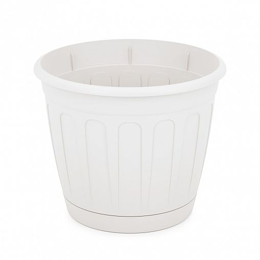 Горшок для цветов Альтернатива Дионис, с поддоном, 2,6 л, белый фото