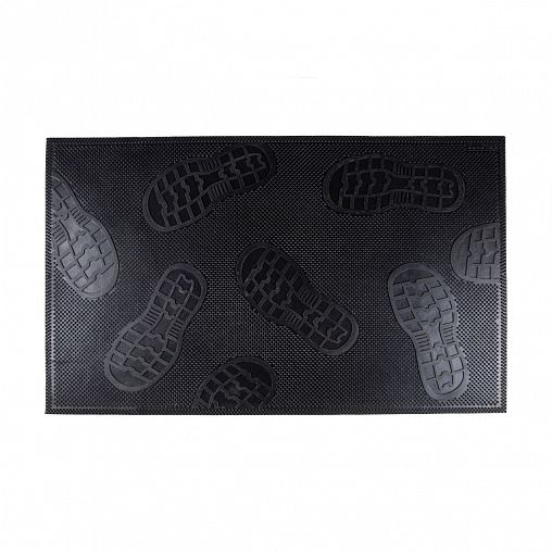 Коврик придверный SunStep Следы, резиновый, 45 x 75 см, черный фото