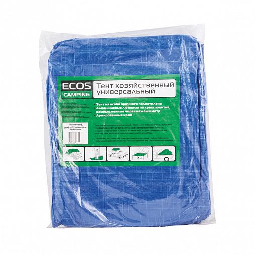 Тент универсальный защитный Ecos 5 x 5 м (60 г/м2) фото