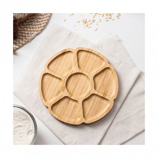 Менажница Доляна Соты, бамбуковая, 7 секций, d 19 см фото