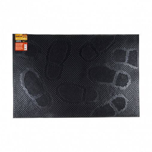 Коврик придверный SunStep Следы, резиновый, 40 x 60 см, черный фото