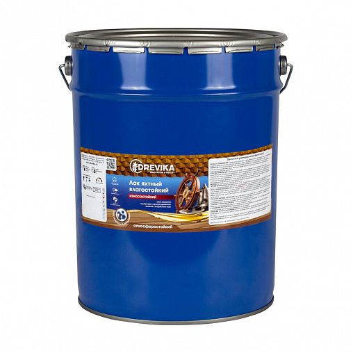 Лак яхтный Drevika, алкидный, глянцевый, 18 кг фото