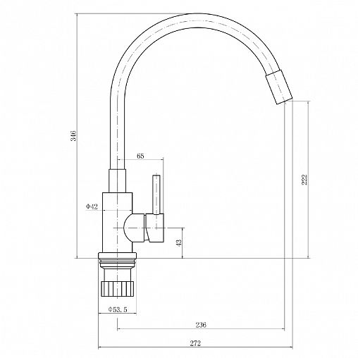Смеситель для кухни Fashun A54101N-17A, с гибким изливом, графит/серый фото