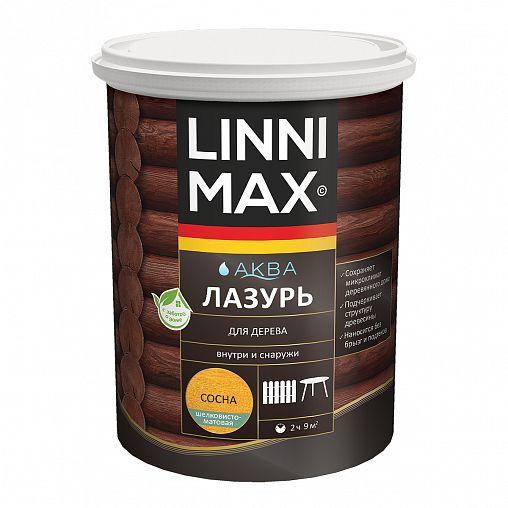 Защитная лазурь для дерева Linnimax Аква, 0,9 л, сосна фото