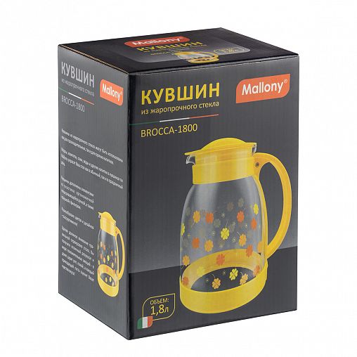 Кувшин Mallony Brocca-1800 1,8 л, стеклянный, пластиковая ручка фото