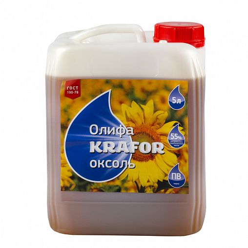 Олифа Оксоль Krafor, для деревянных и металлических поверхностей, 5 л, бесцветная фото