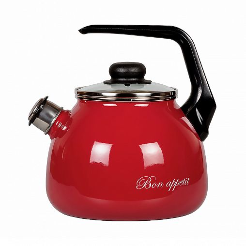 Чайник эмалированный со свистком Vitross Bon appetit, 3 л, вишневый фото