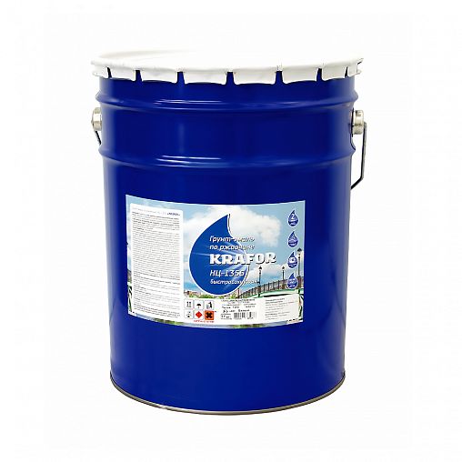 Грунт-эмаль по ржавчине Krafor НЦ-1356 белая 17 кг для металлических поверхностей фото