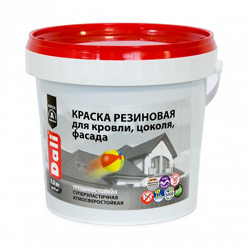 Краска резиновая Dali, глубокоматовая, 1,3 кг, черная фото
