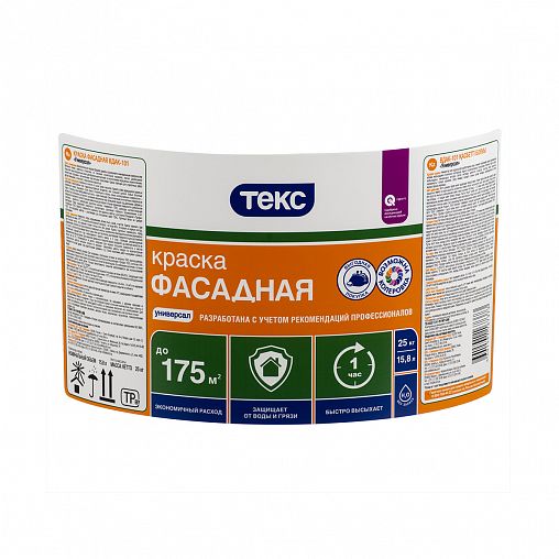 Краска для фасадов и интерьеров Текс, глубокоматовая, база A, белая, 16 л/24,8 кг фото