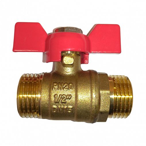 Кран шаровой латунный ProfECO для воды с наружной/наружной резьбой, 1/2", бабочка фото