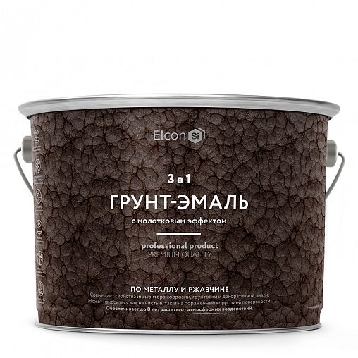 Грунт-эмаль по ржавчине Elcon 3 в 1, молотковая 2 кг, медь фото