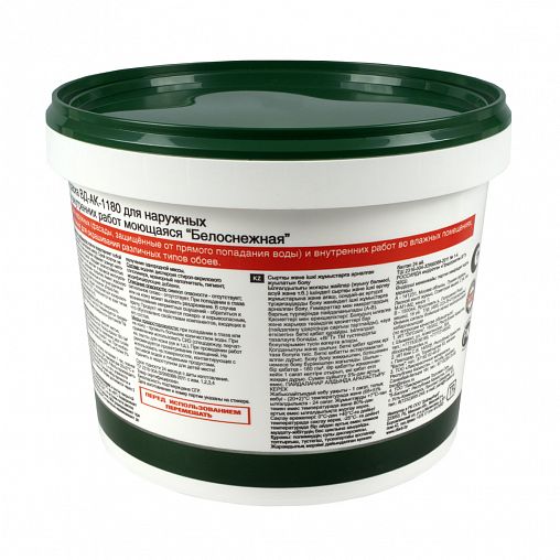 Краска моющаяся для наружных и внутренних работ VGT ВД-АК-1180, белоснежная, 3 кг фото