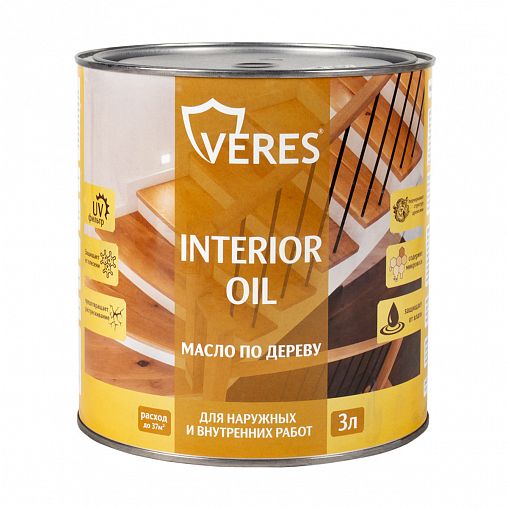 Масло для дерева Veres Interior Oil, 3 л, бесцветное фото