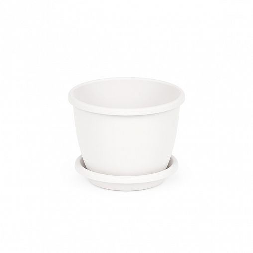 Горшок для цветов Альтернатива Афина, с поддоном, 0,5 л, белый фото