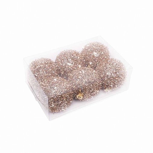 Набор елочных шаров, в блестках, d 6 см, 6 шт, золото фото