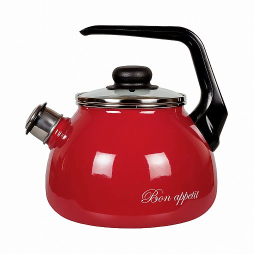 Чайник эмалированный со свистком Vitross Bon appetit, 2 л, вишневый фото