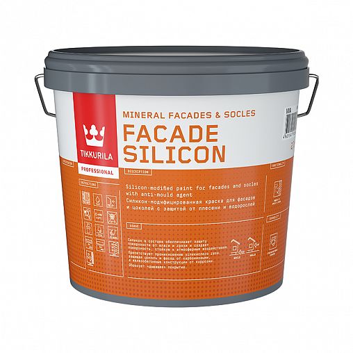Краска для фасадов и цоколей Tikkurila Facade Silicon (Фасад Силикон), 2,7 л, бесцветный, база С фото