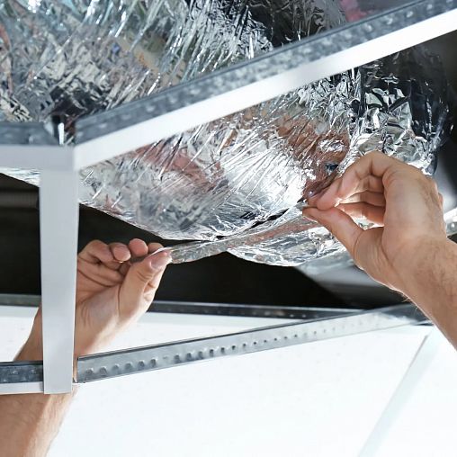 Лента клейкая алюминиевая Aviora, 75 мм x 50 м, хром фото