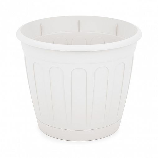 Горшок для цветов Альтернатива Дионис, с поддоном, 3,6 л, белый фото
