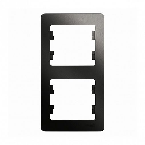 Рамка Systeme (Schneider) Electric Glossa, 2-поста, вертикальная, антрацит фото