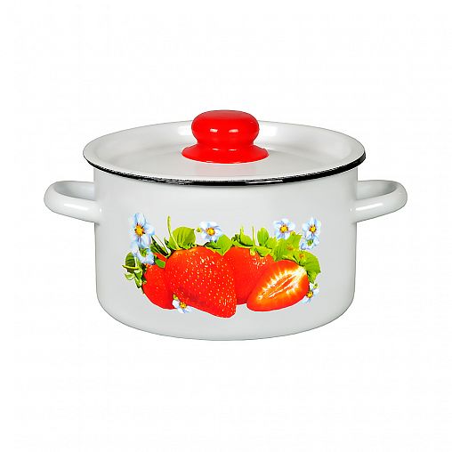 Кастрюля эмалированная СтальЭмаль с крышкой, 2,9 л, с декором фото