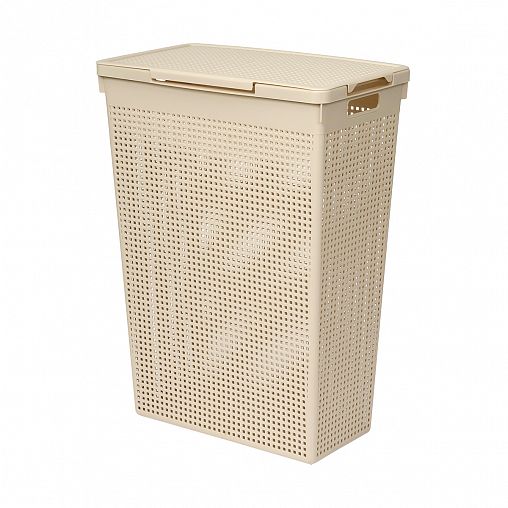 Корзина для белья Violet Лофт, с крышкой, 50 л, латте фото