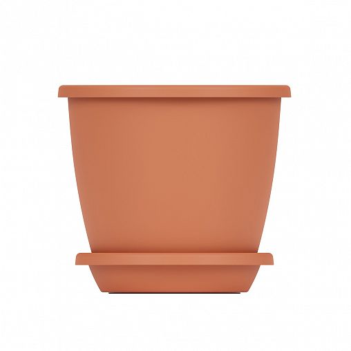 Горшок для цветов Альтернатива Афина, с поддоном, 2,2 л, коричневый фото