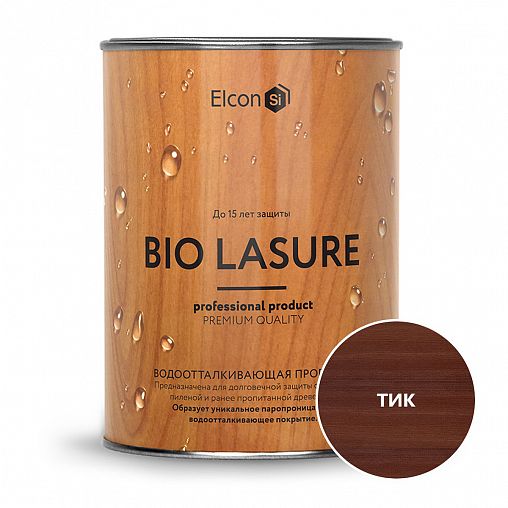 Пропитка для дерева водоотталкивающая Elcon Bio Lasure, 0,9 л, тик фото