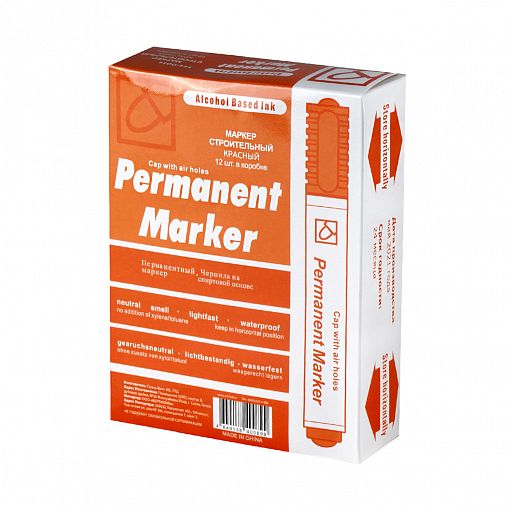 Маркер строительный, красный фото