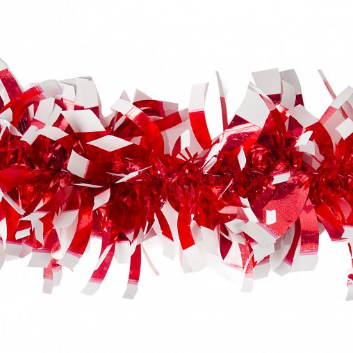 Мишура, с белой кромкой, 8 x 200 см, красная фото