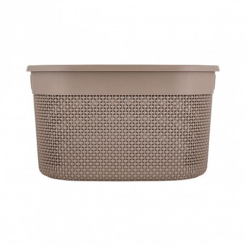 Корзина для хранения Plast Team Oslo, с крышкой, 18 л, шоколадный мокко фото