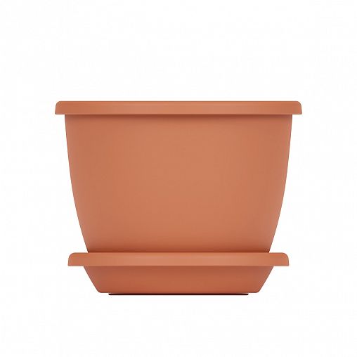 Горшок для цветов Альтернатива Афина, с поддоном, 0,5 л, коричневый фото