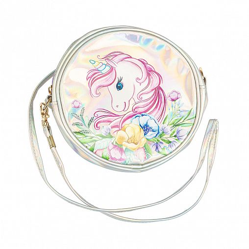 Сумочка Bondibon Сказочный Единорог, искусственная кожа, d 18 см, серебристая фото