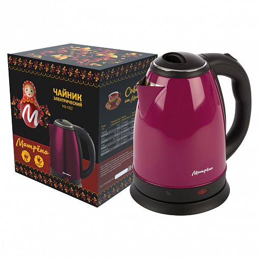 Чайник электрический Матрена MA-002, 1,8 л, сталь, бордовый фото