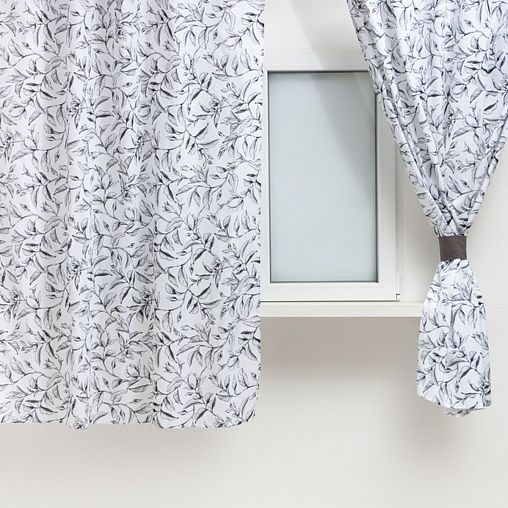 Шторы для кухни Доляна Plant leaves, с подхватами, 146 x 180 см, 2 шт фото