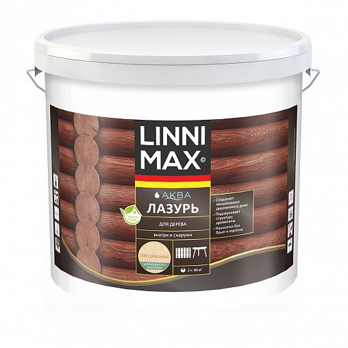 Защитная лазурь для дерева Linnimax Аква, 9 л, бесцветная фото