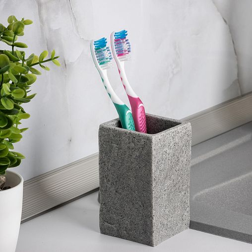 Стакан для зубных щеток Leonord Amsterdam, полирезина, серый фото