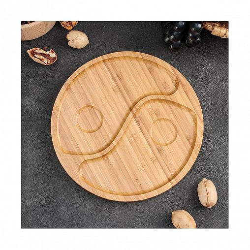 Менажница Доляна Инь-ян, бамбуковая, 2 секции, d 20 см фото