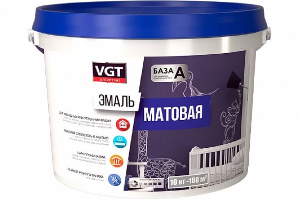 Эмаль универсальная VGT ВД-АК-1179, матовая, 10 кг, черная фото