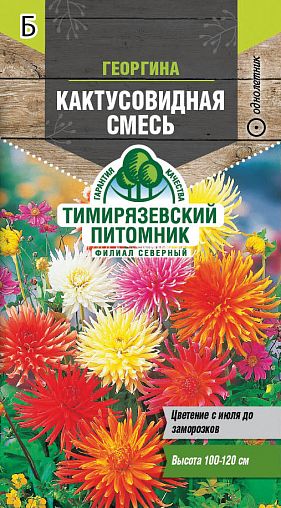 Семена цветов Георгина Кактусовидная смесь Тимирязевский питомник, 0,2 г фото