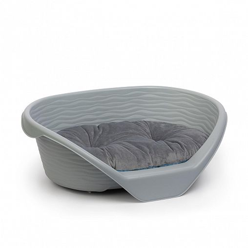 Лежанка для кошек и собак Альтернатива, с подушкой, 605 x 415 x 205 мм, серая фото