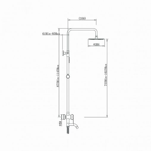 Душевая система с тропическим душем Fashun A52422, со смесителем, сатин фото