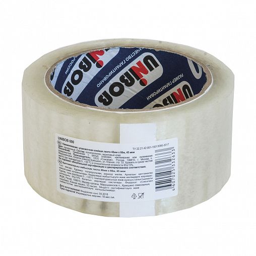 Скотч упаковочный Unibob600, 48 мм x 66 м, прозрачный фото