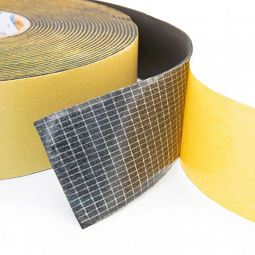 Скотч армированный самоклеящийся Aviora, вспененная основа, 50 мм x 15 м, черный фото