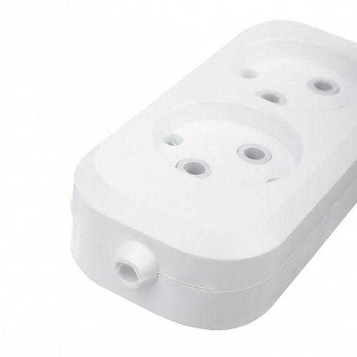 Колодка розеточная Rexant, 2 гнезда, без заземления, 16 А, белая фото