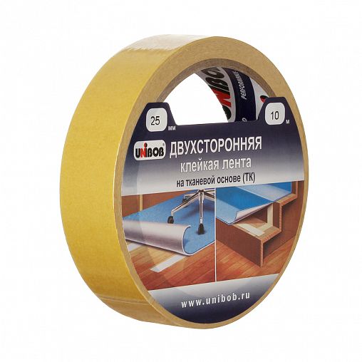 Скотч двусторонний тканевый Unibob, 25 мм x 10 м фото
