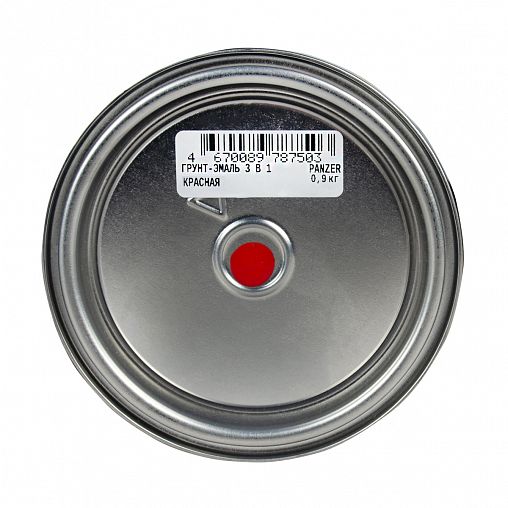 Грунт-эмаль по ржавчине Panzer, гладкая, полуглянцевая, 0,9 кг, красная фото